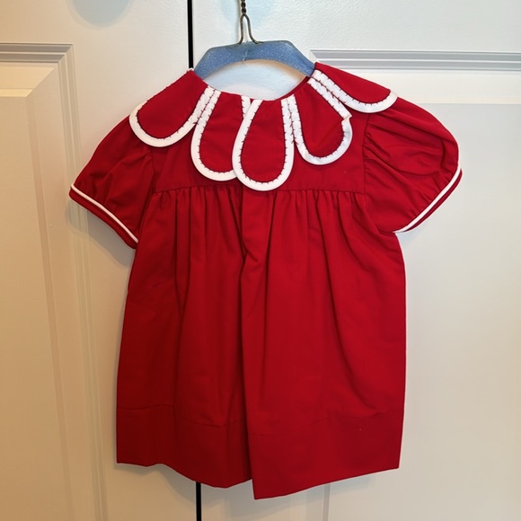 Scalloped Collar Red Dress - Picture 2 of 2